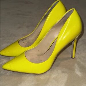 Jessica Simpson Neon Yellow Patent Leather Heels- Size 9